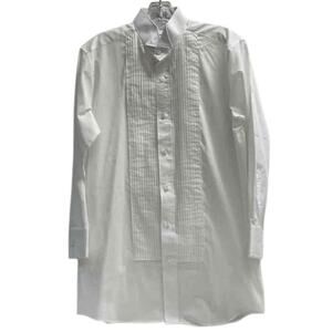 Men’s‎ Small 30-31 Chaplin White Tuxedo Shirt Pleated Front Easy-Fit Dress Shirt